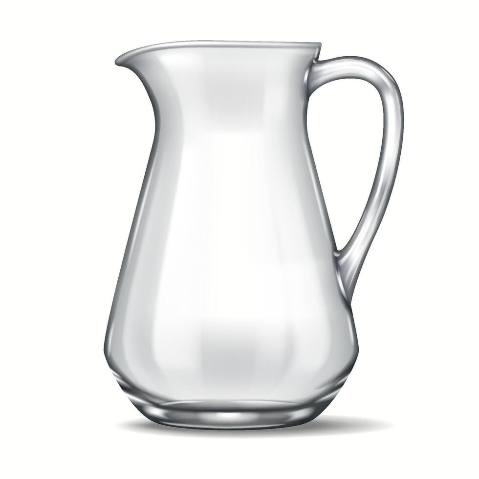 Realistic 3D rendering of a single glass jug with a curved spout and smooth body. The delicate reflections and transparency highlight the beauty of the material. vector