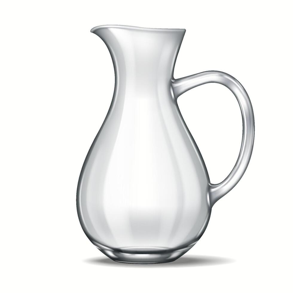 A 3D-rendered glass jug with a curved silhouette and balanced proportions. The reflections and transparency create an artistic touch, suitable for commercial or branding visuals. vector