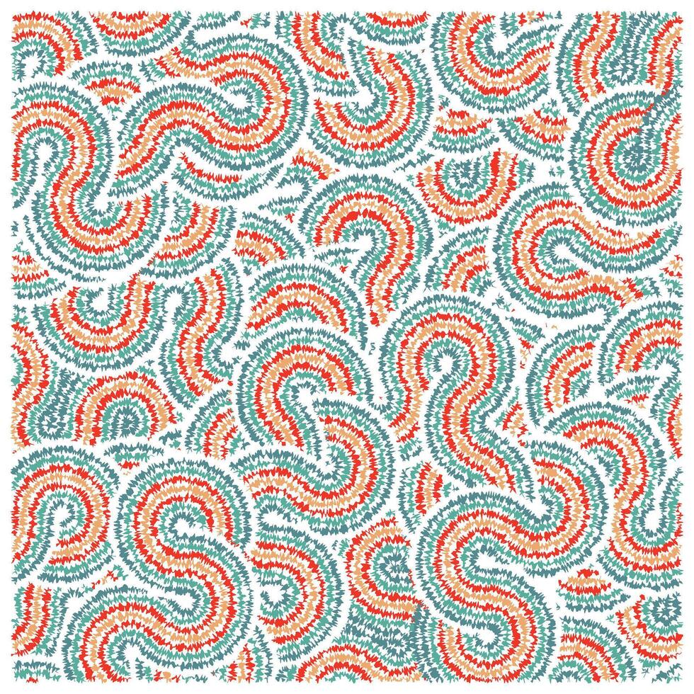 Colorful, swirling pattern featuring teal and red wave-like shapes on a white background, creating a vibrant, energetic design. vector