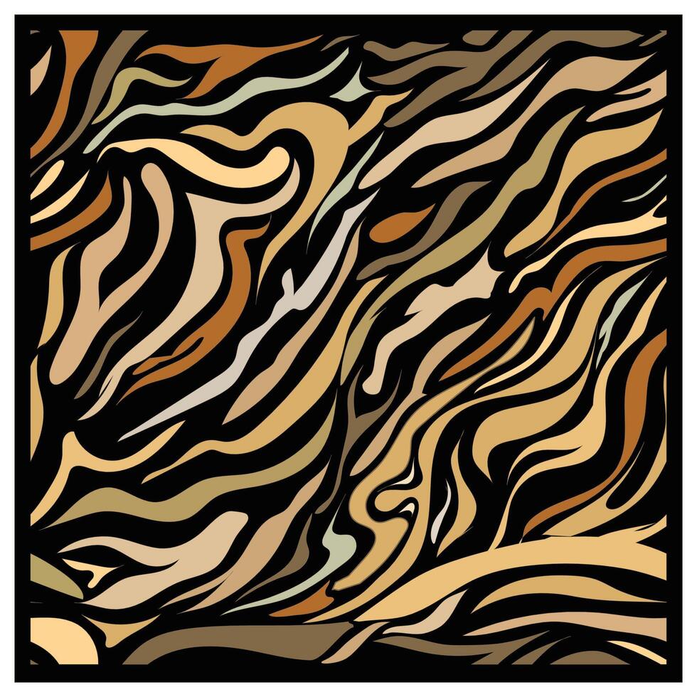 Abstract wavy pattern in shades of brown, black, and gold, Colorful abstract background showcasing wavy lines, blending hues to form a lively and captivating visual experience. vector