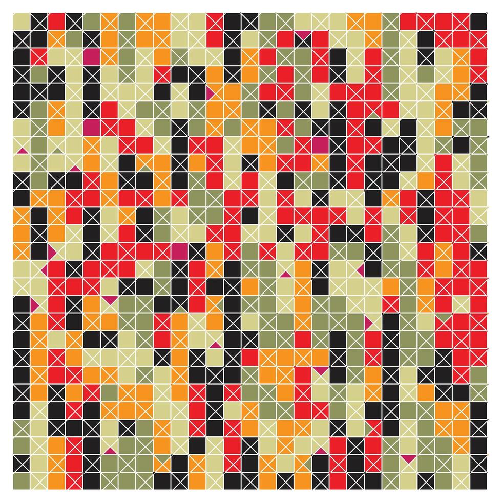 Digital square seamless pixel camouflage pattern in shades of green and beige, A square-patterned military camouflage background, showcasing a blend of green and brown hues. vector