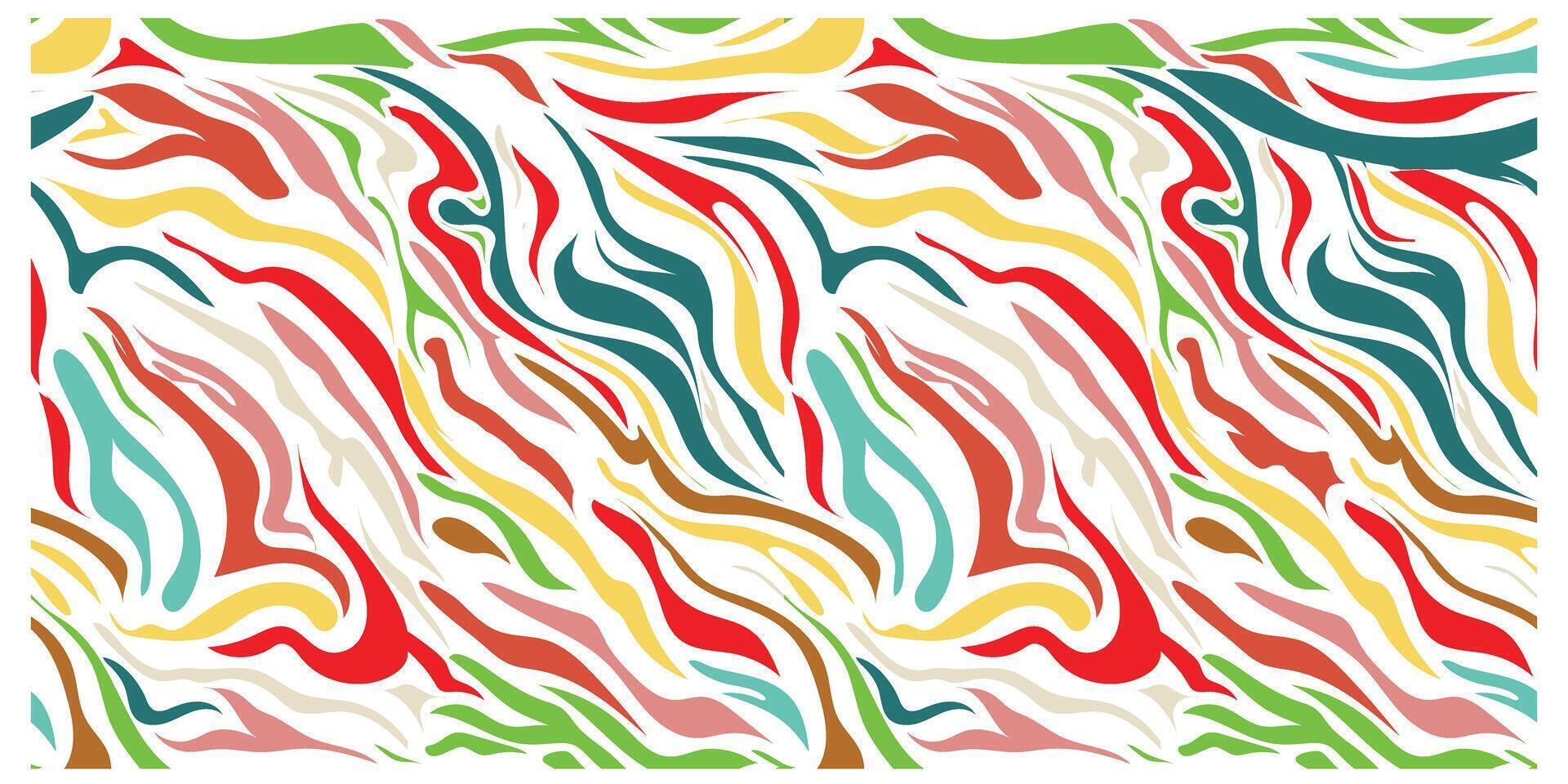 Colorful abstract design featuring flowing lines in red, green, yellow, and pink against a white background. vector