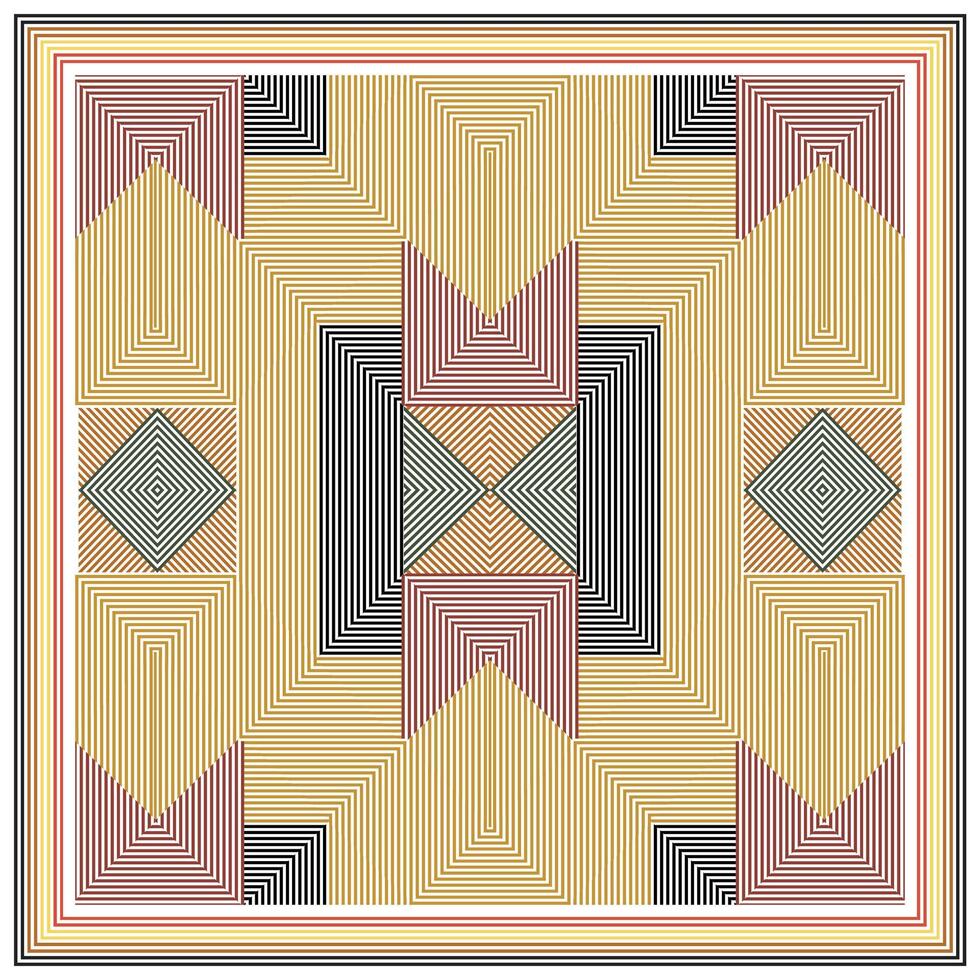 Abstract geometric shape print design pattern with overlapping striped lines creating a zigzag effect, A geometric pattern featuring interwoven lines and squares, creating a visually striking design. vector
