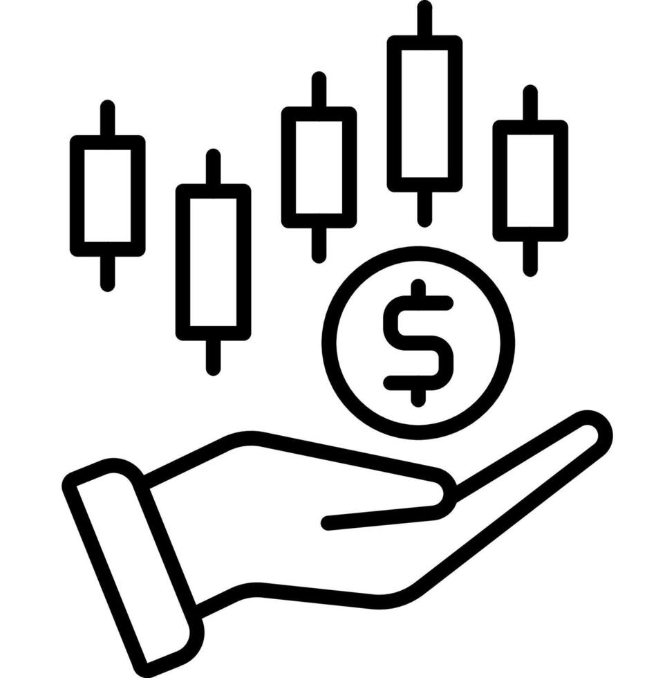 Stock Investment graph outline icon vector