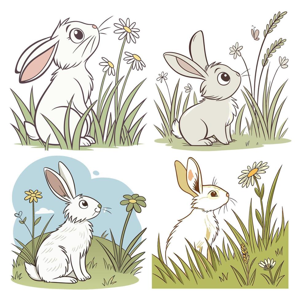 Cute rabbit cartoon vector