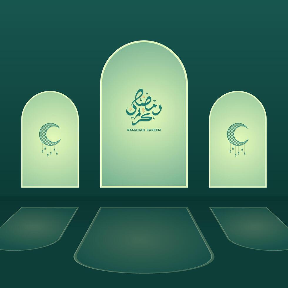 Ramadan Kareem banner, Ramadan is the month of blessings Translation of Ramadan Kareem text in Arabic letters vector