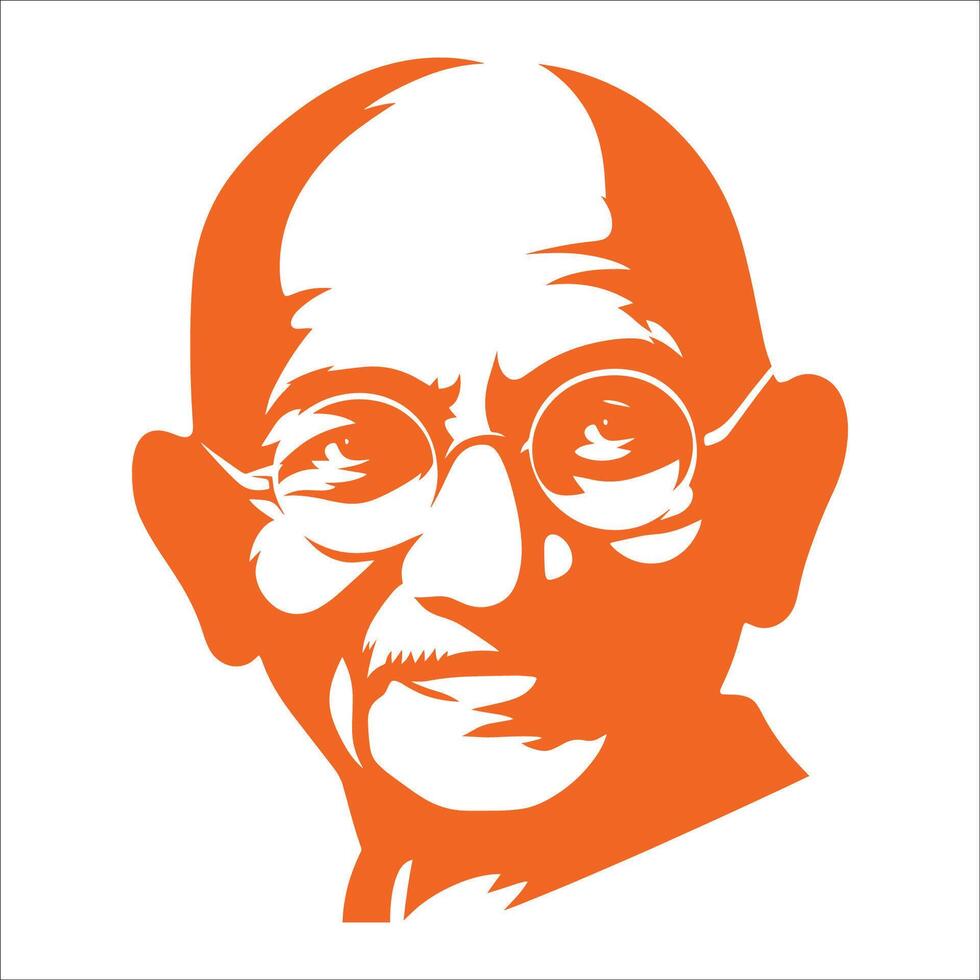 Mahatma Gandhi Orange Illustration Indian Freedom Fighter Stencil Art vector