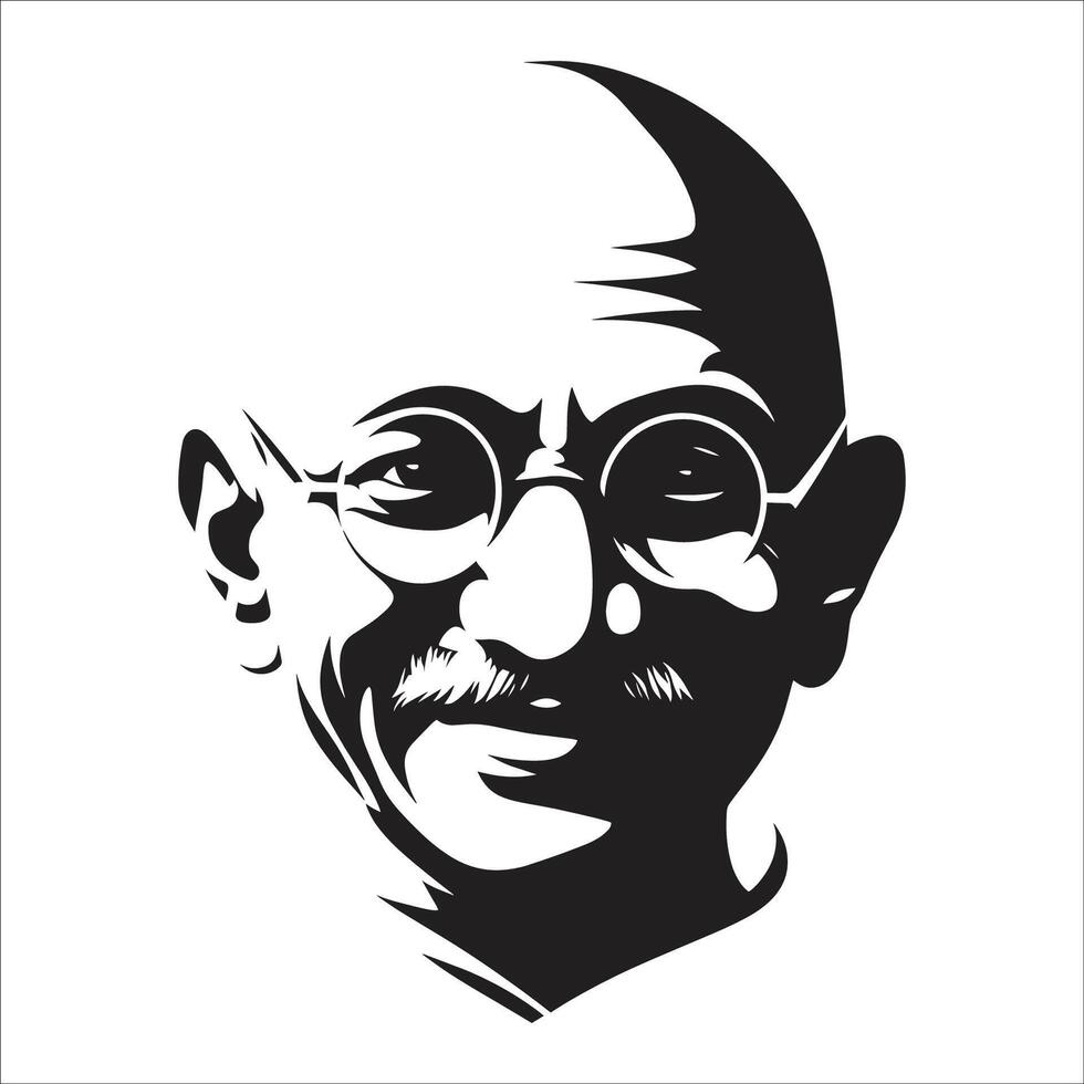 Mahatma Gandhi Black and White Stencil Inspirational Indian Leader vector