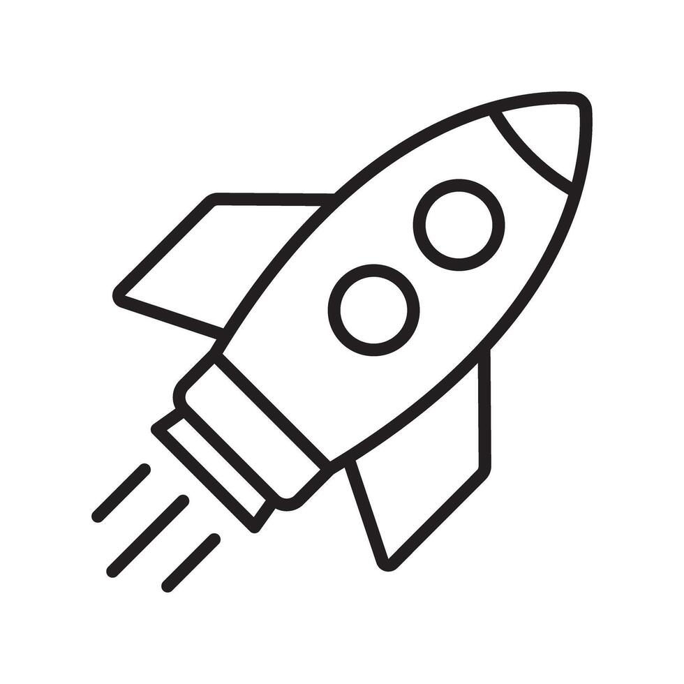 Flying rocket line icon. Rocket line icon. vector