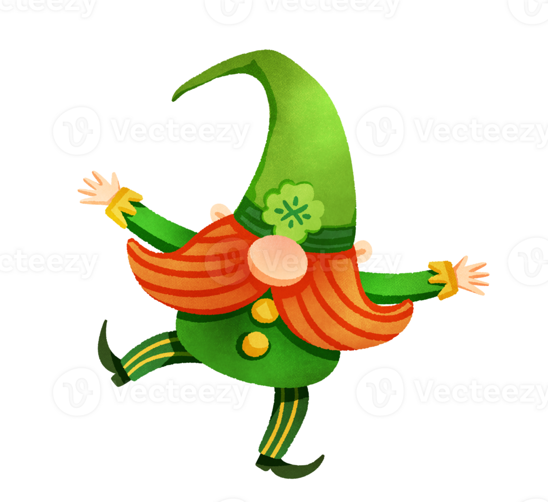 Whimsical Green Gnome Character Illustration watercolor png