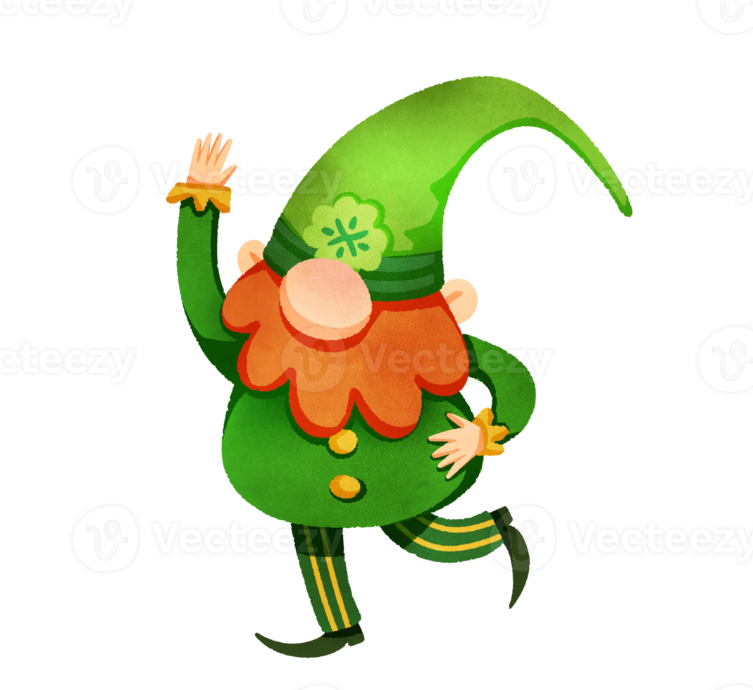 Whimsical Green Gnome Character watercolor Illustration png