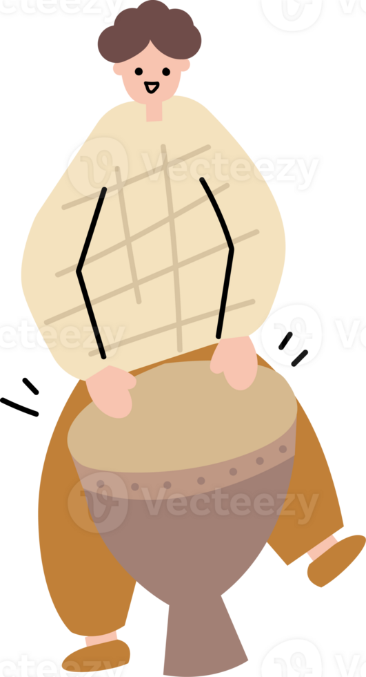 Man Playing a Djembe Drum png