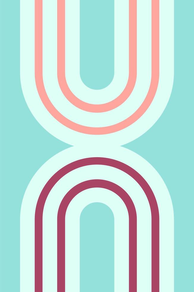 Flat Geometric Art Boho Scandinavian Rainbow Illustration Background vector