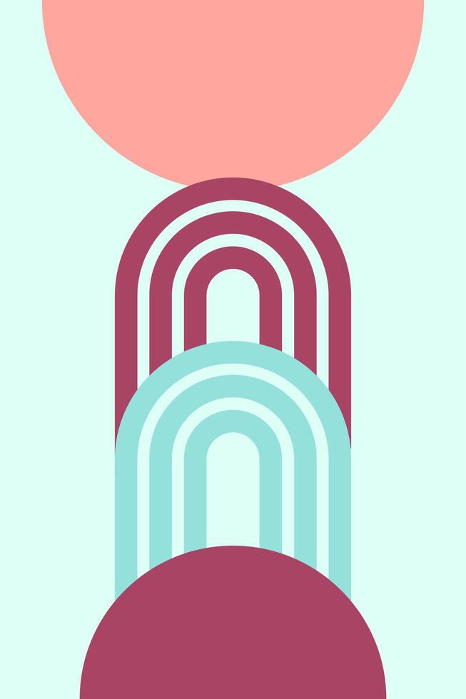 Geometric Boho Flat Line Rainbow Art Illustration Background vector