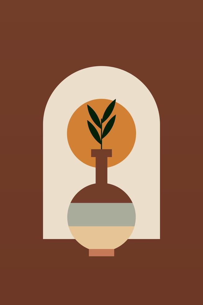 Flat design scandinavian geometric boho jar wall art background illustration vector