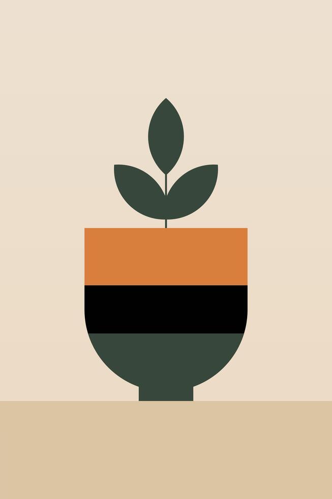 Flat design boho jar geometric wall art background illustration vector