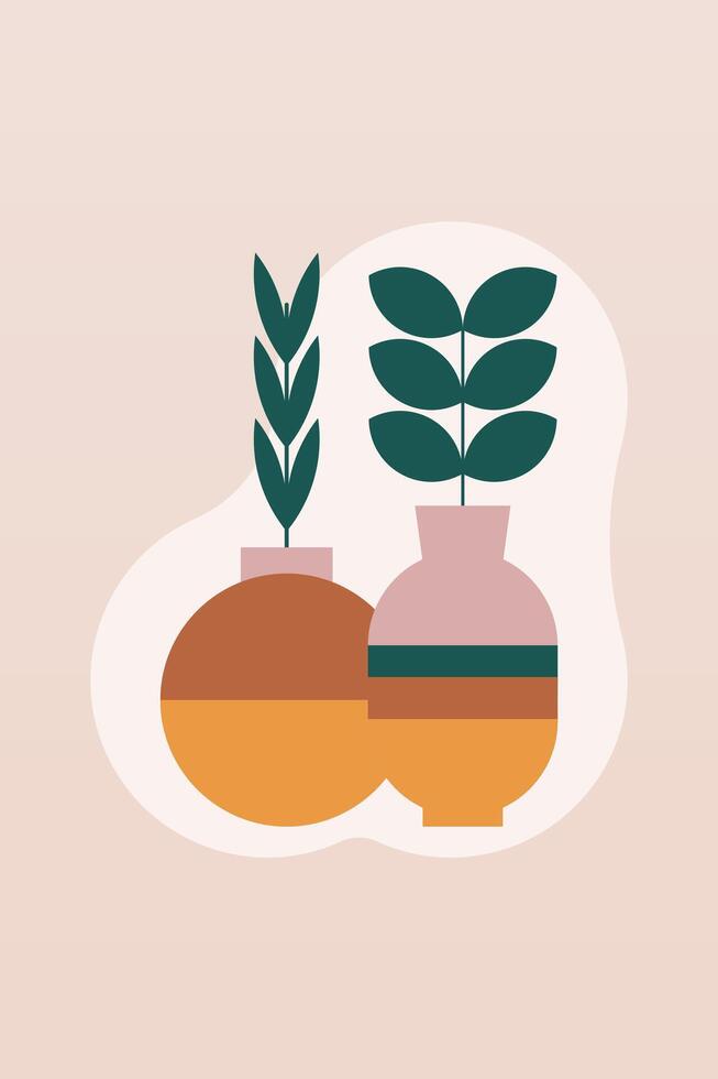 Flat design geometric boho jar scandinavian wall art background illustration vector