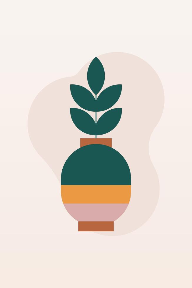 Flat design geometric jar wall art background illustration vector