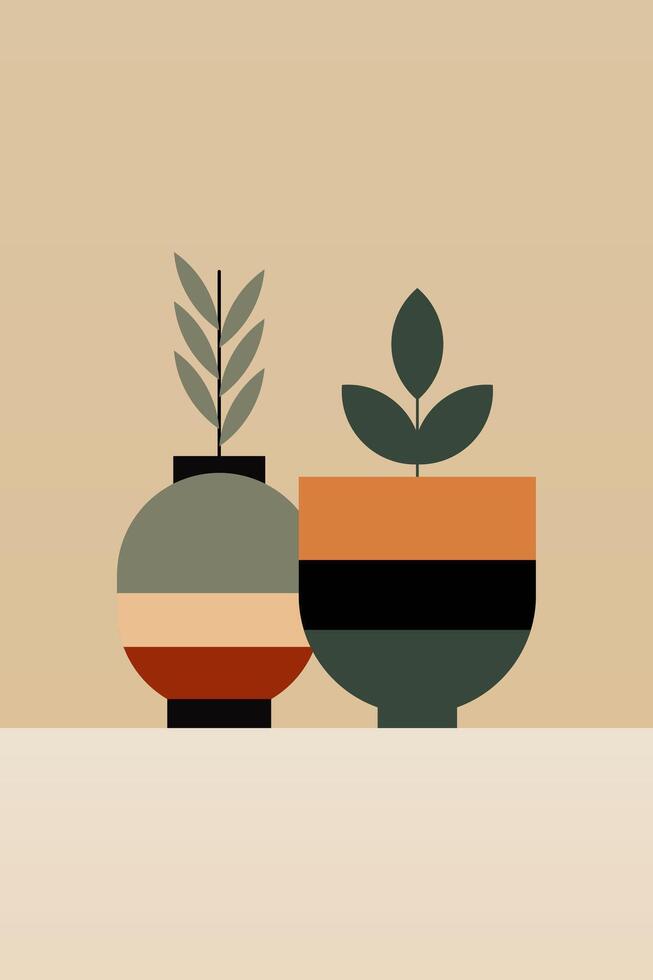 Flat design geometric boho jar wallart background illustration vector