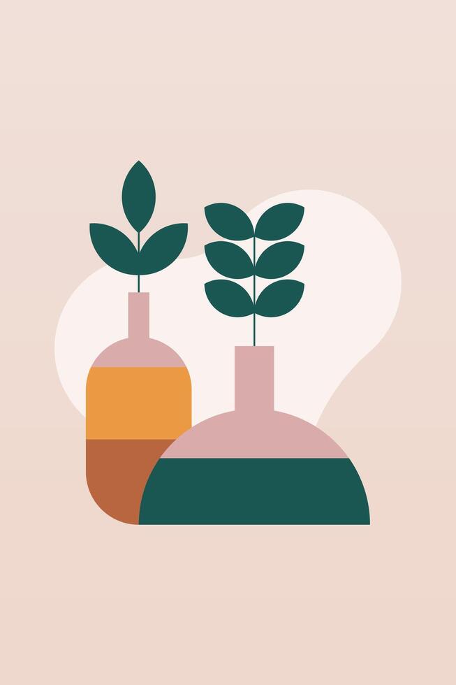 Flat design geometric boho jar wall art illustration background vector