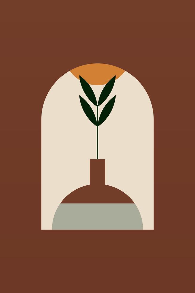 Flat design geometric boho jar wall art illustration vector