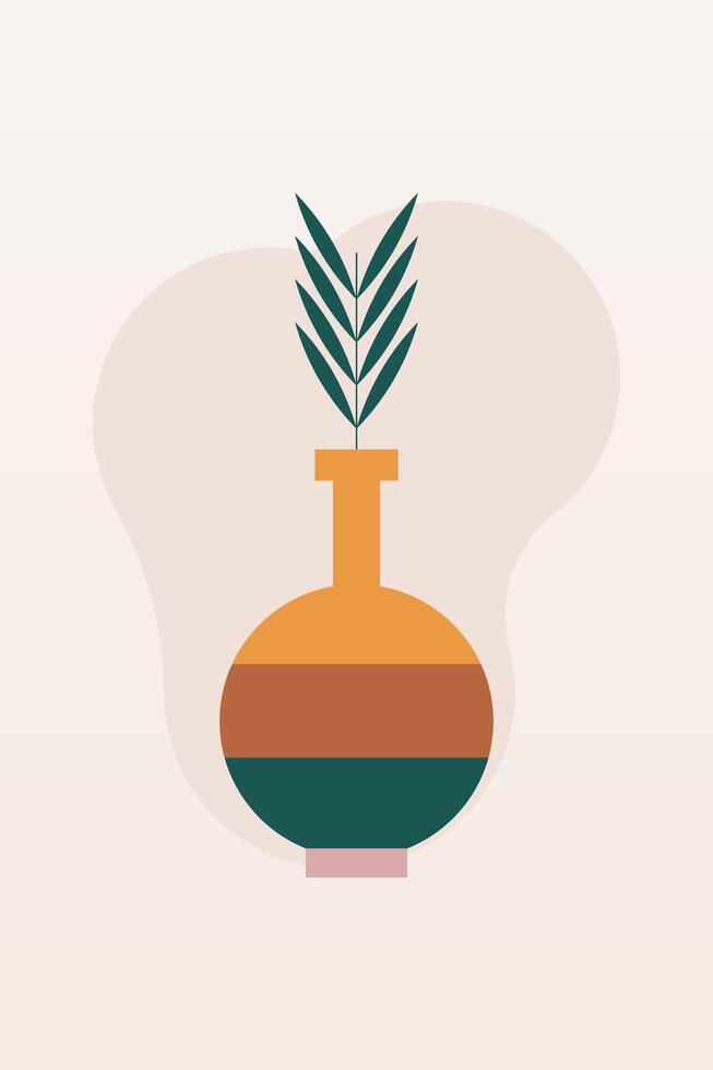 Flat design geometric boho jar wall art vector