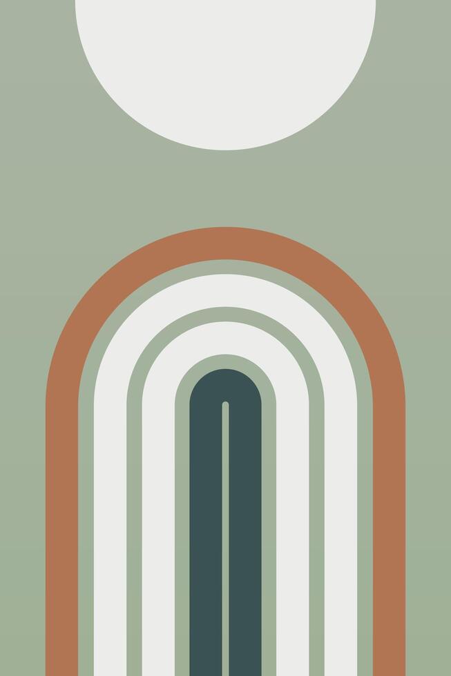 Geometric Boho Rainbow Scandinavian Art Illustration Background vector