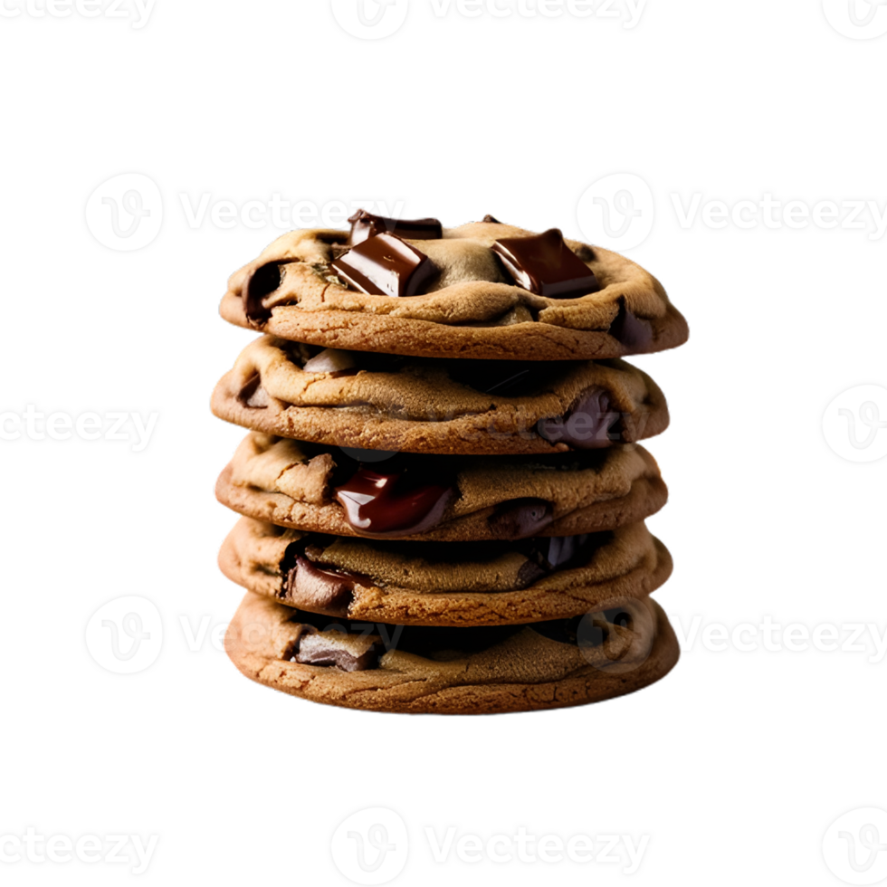 Delicious Stack of Chocolate Chip Cookies Sweet Treat Bakery Food png