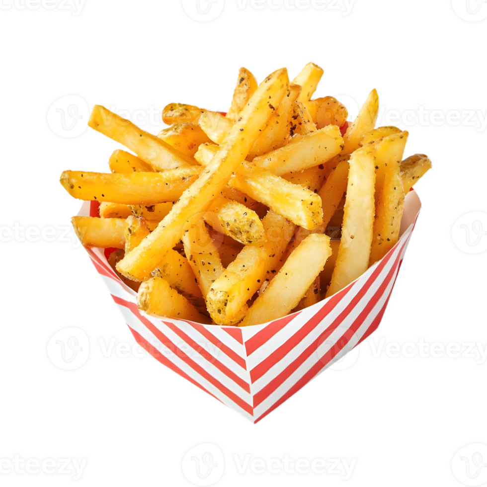 Golden French Fries in a Paper Carton Delicious Fast Food Snack png
