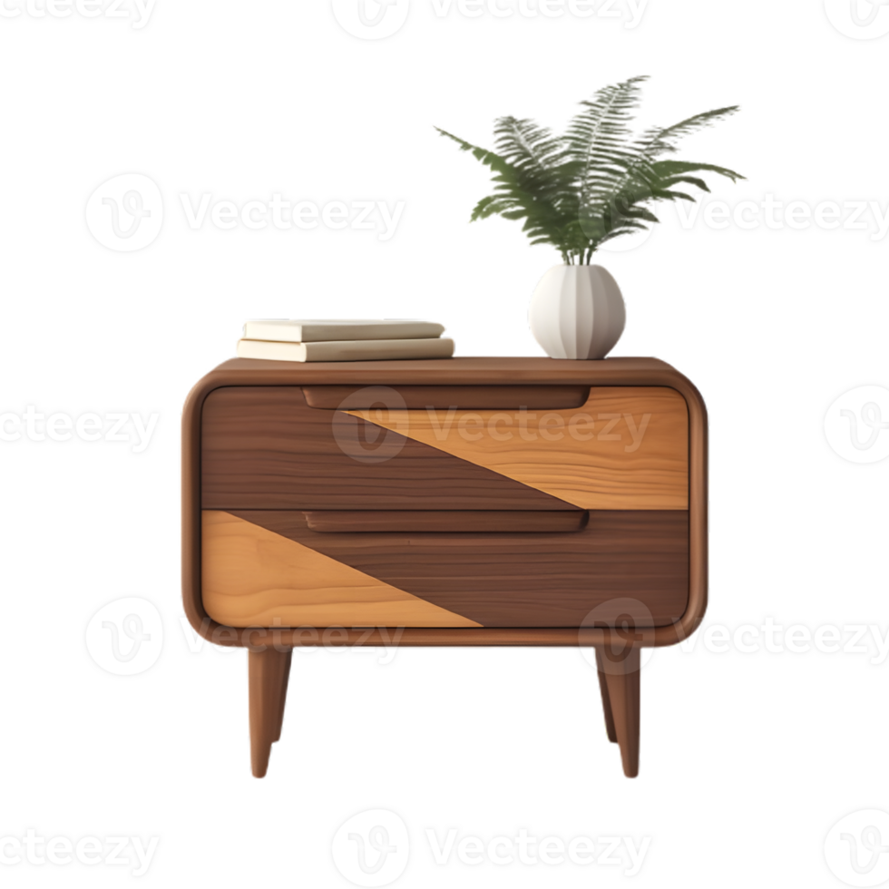 Wooden furniture on transparent png