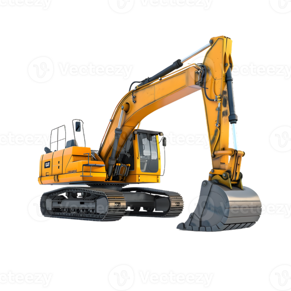 Large bucket excavator isolated on transparent background png