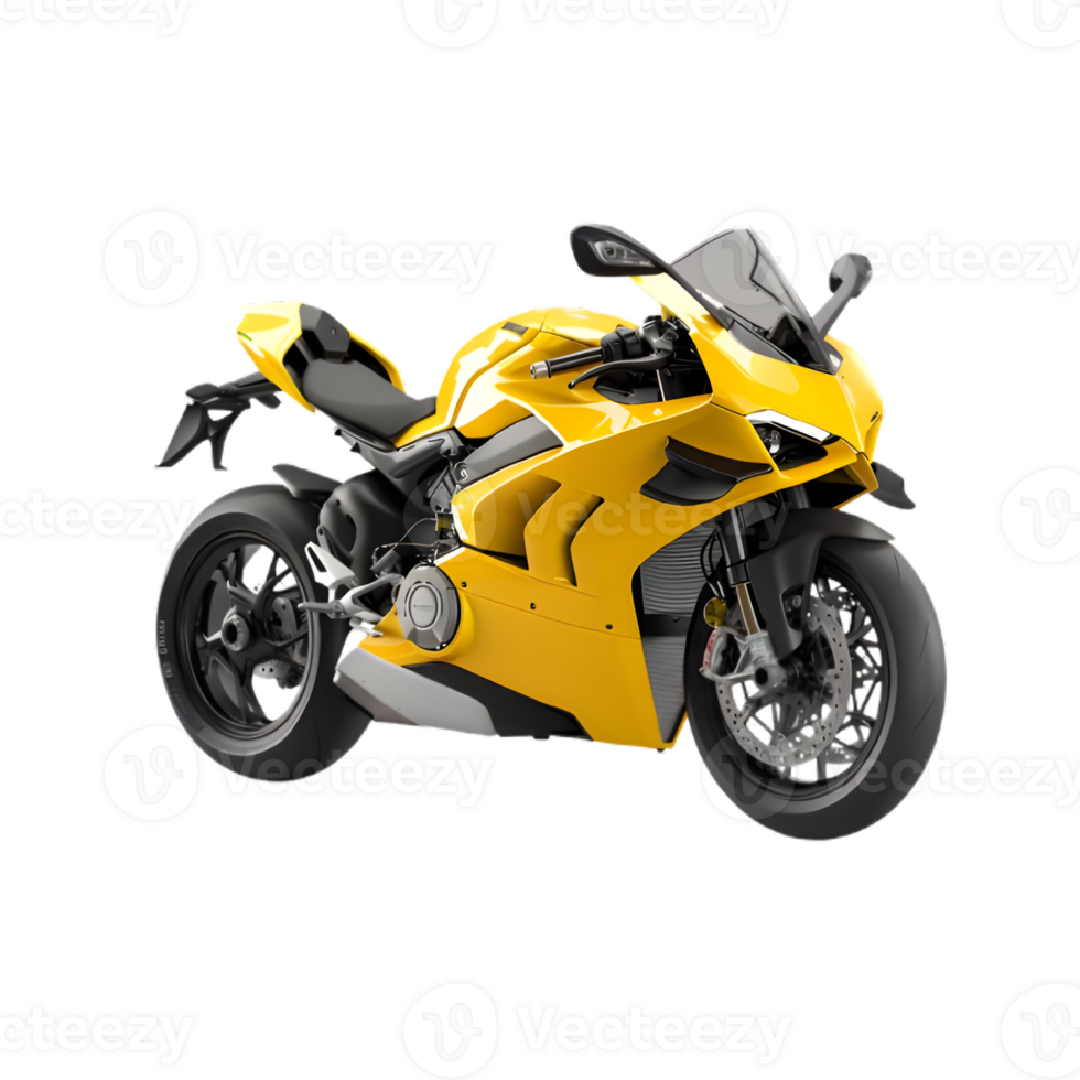 Yellow sports bike motorcycle on a transparent background png