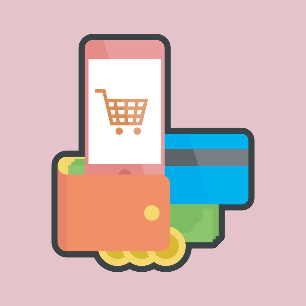 shop payment method sign with outline flat design. vector