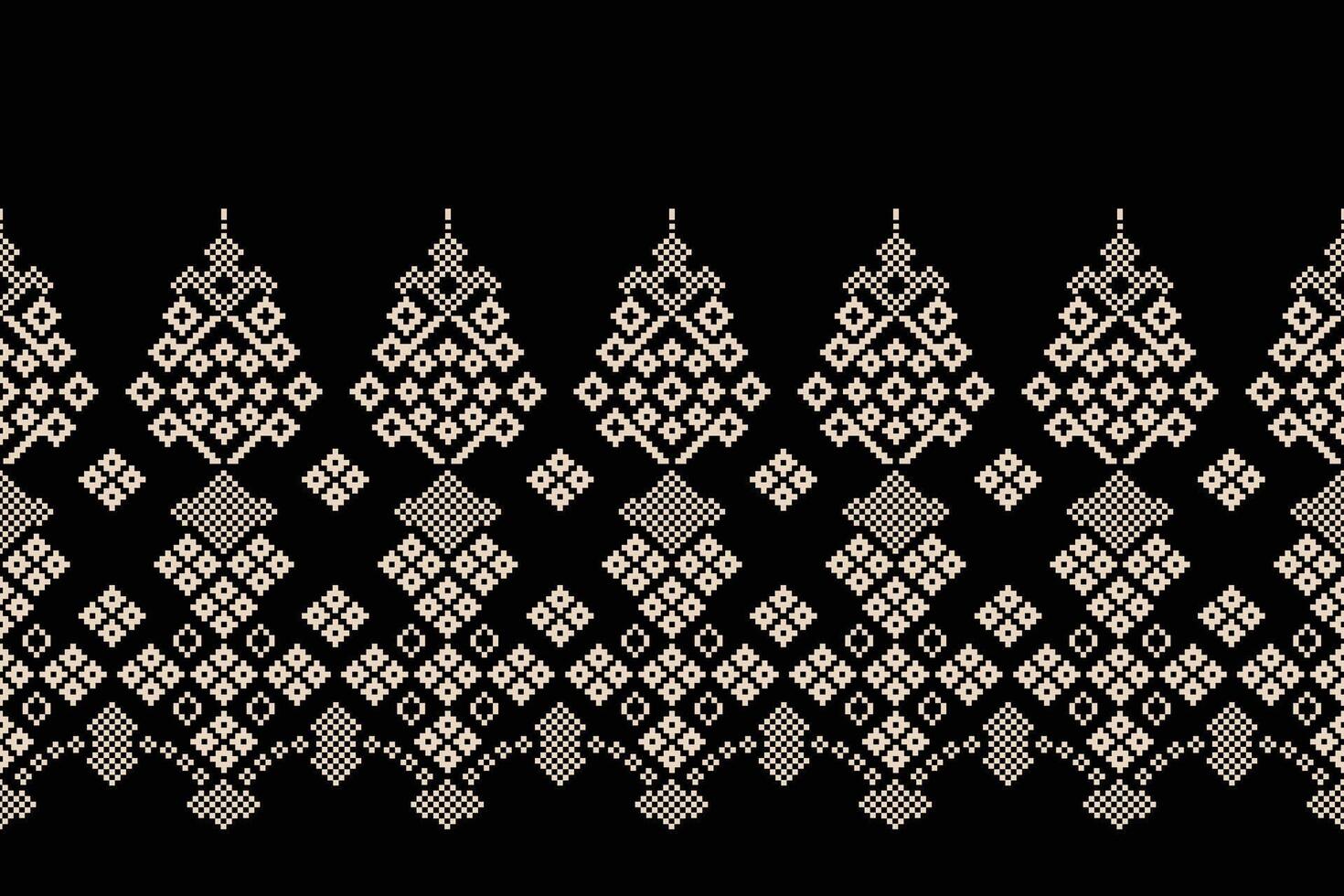 Wallpaper black color background motif ethnic fabric pattern decor. vector