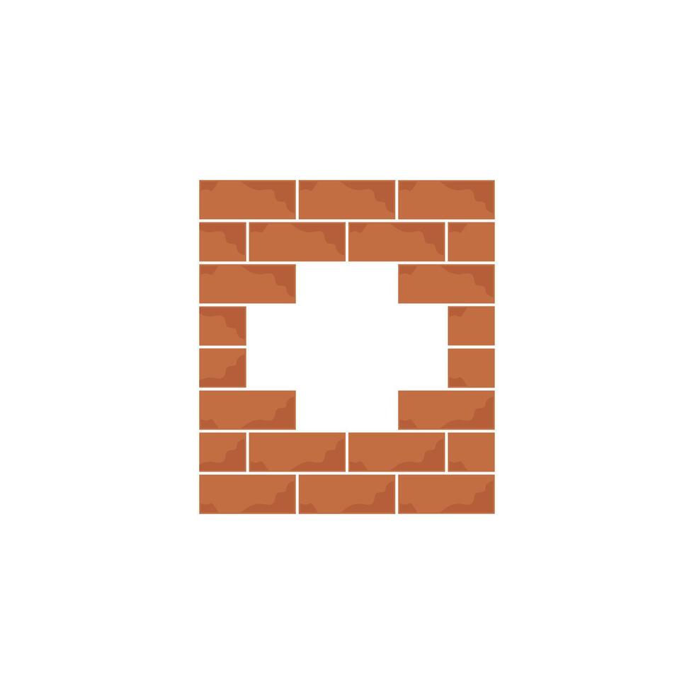 Brick wall with a square in the middle vector