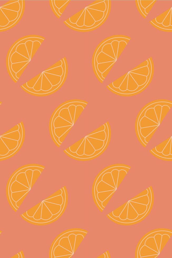 Seamless pattern with lemon slice on peach background. Italian cuisine vector