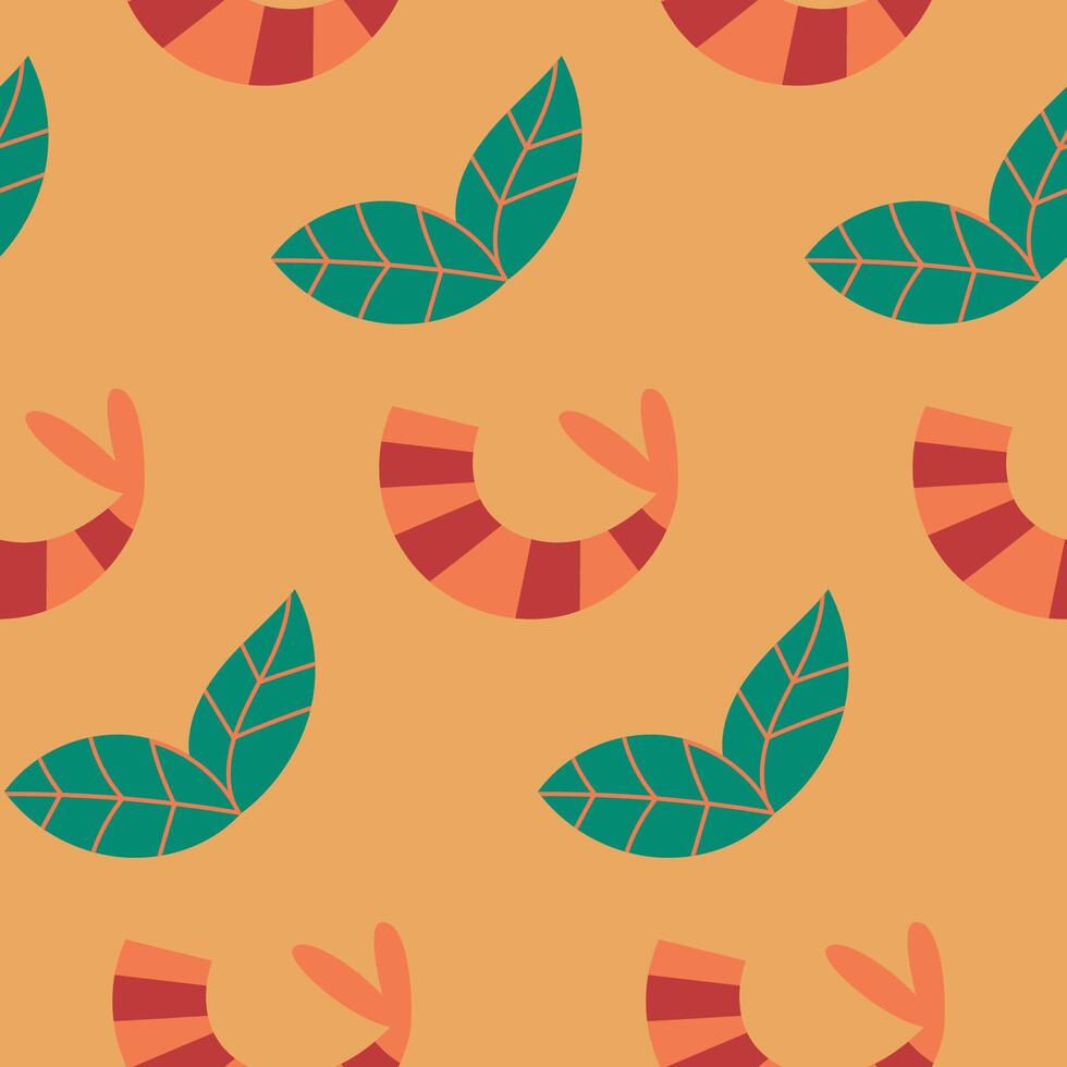 Seamless pattern with basil and shrimp. Italian cuisine vector
