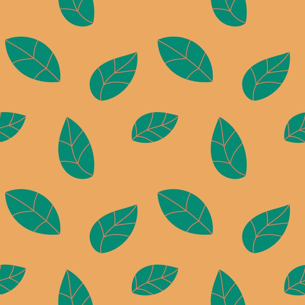 Seamless pattern with basil on yellow background. Italian cuisine vector