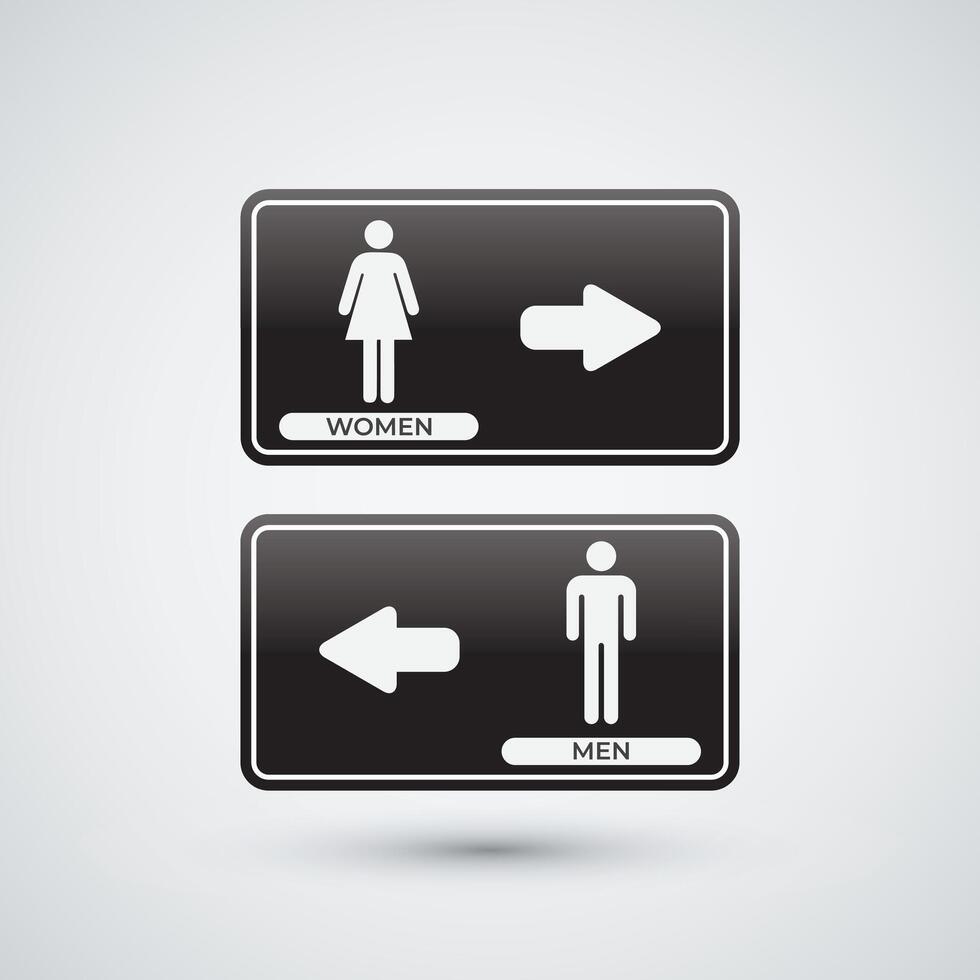 toilet sign with white background equipped with right and left arrows template vector