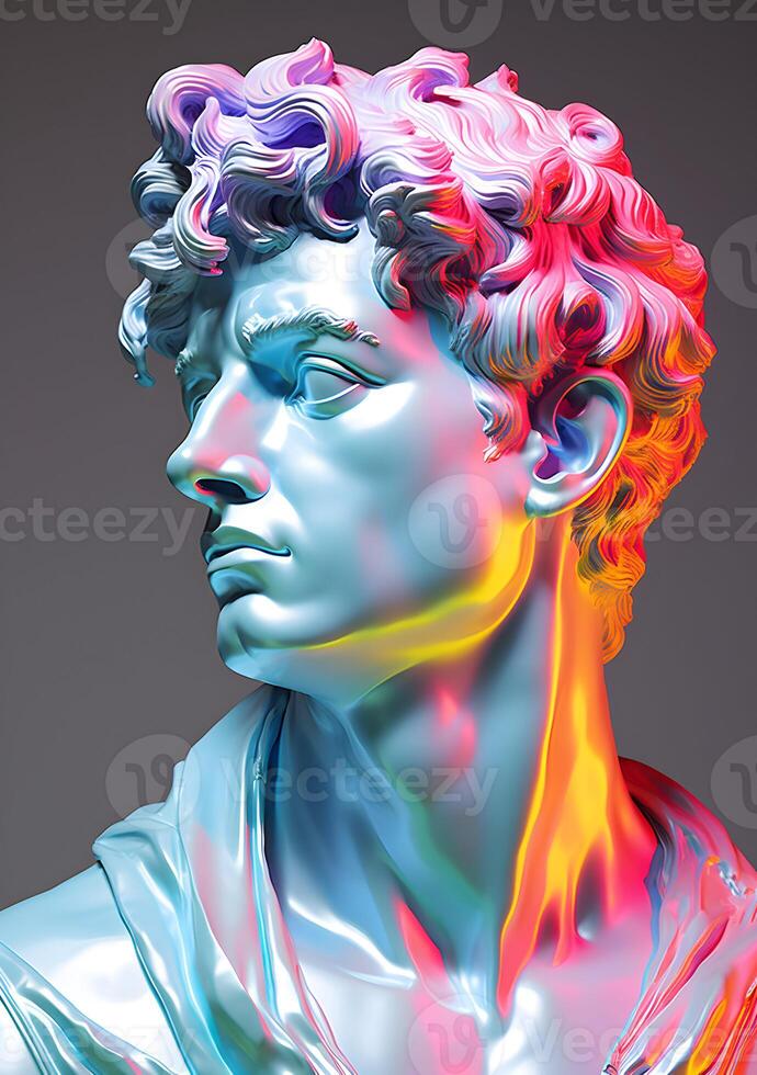 photo beautiful roman figure carving on colorful background