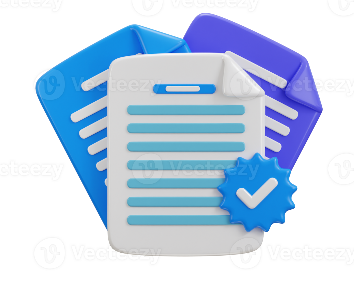 document application paper approved icon 3d render png