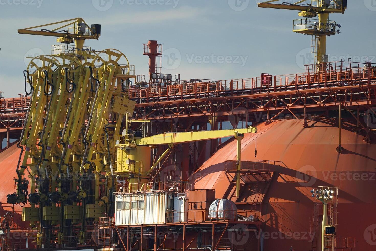 regasifier ship LNG Liquified Natural Gas tanker anchored in Genoa Harbor, Italy photo