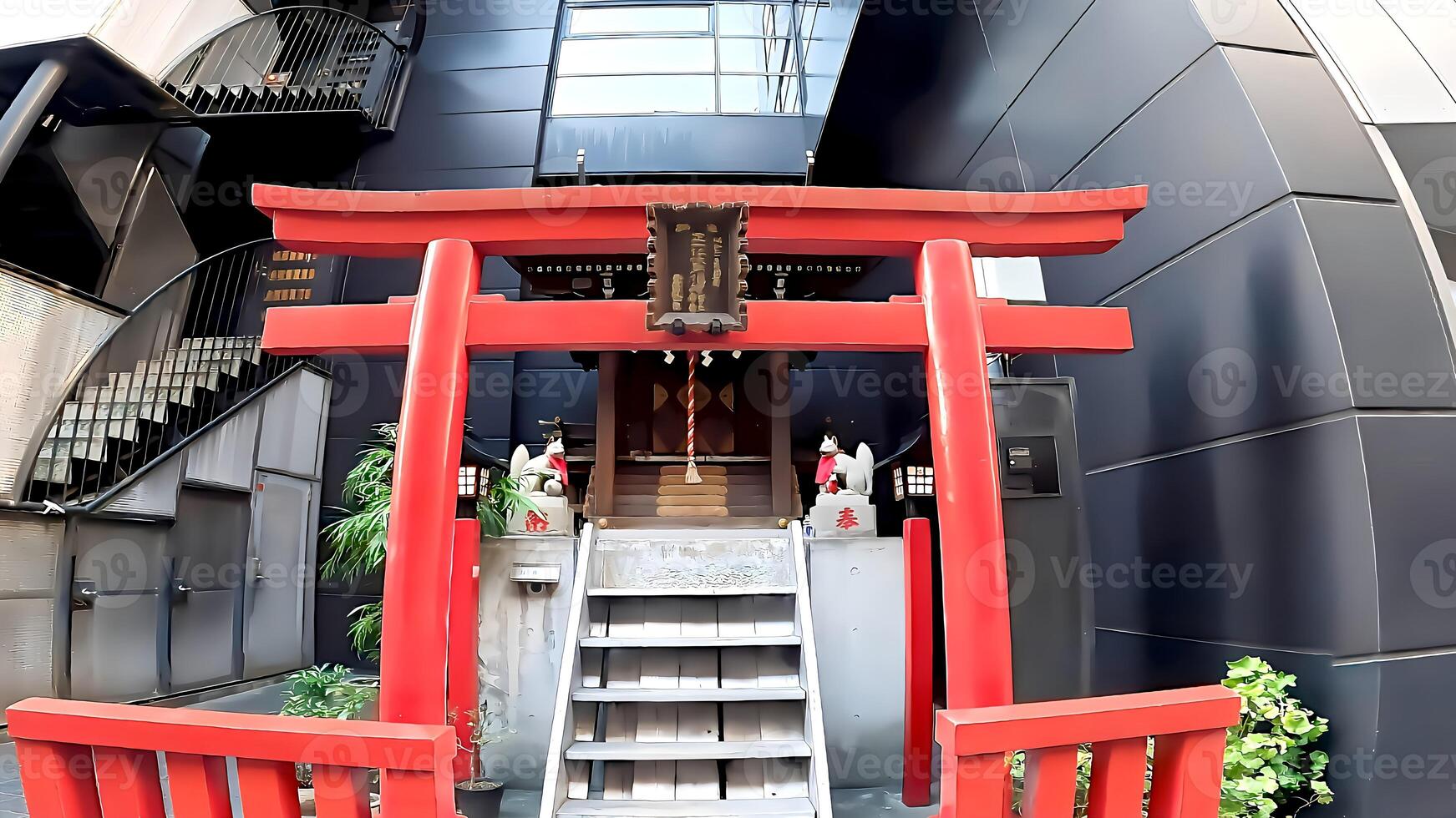 A shrine inside a city building, Makisan Fushimi Inari Shrine, a shrine in Yaesu, Chuo-ku, Tokyo, Japan photo