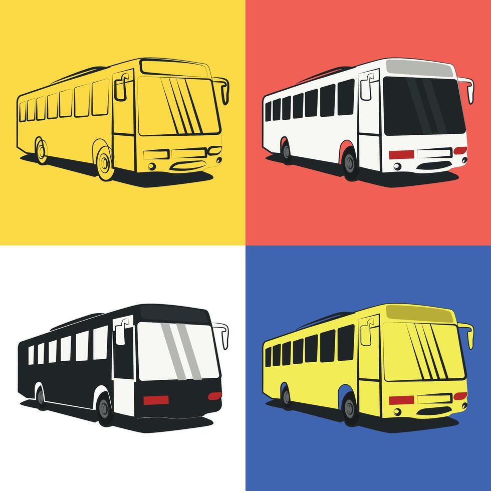 Set of Colorful Bus, Transport, Indian busses, Low floor busses vector
