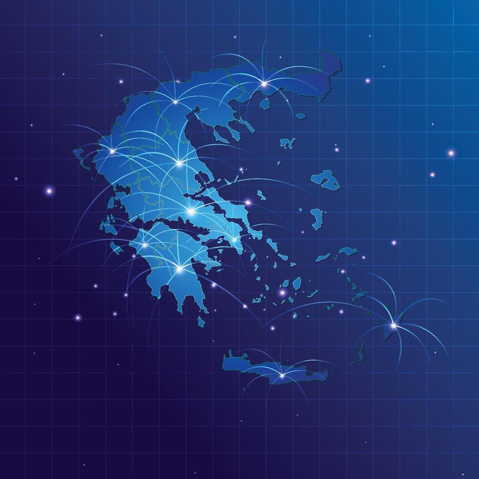Greece map vecto internet network vector