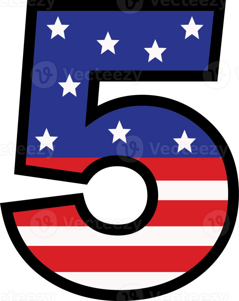 American flag alphabets and number 4th of July Indedendence day png