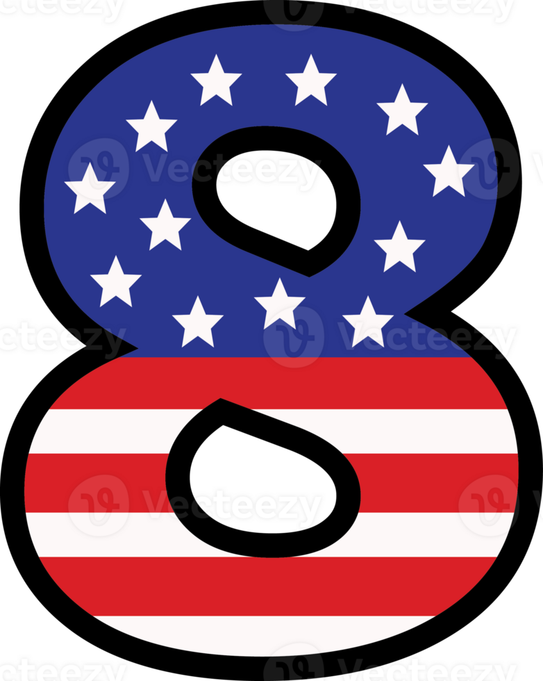 American flag alphabets and number 4th of July Indedendence day png