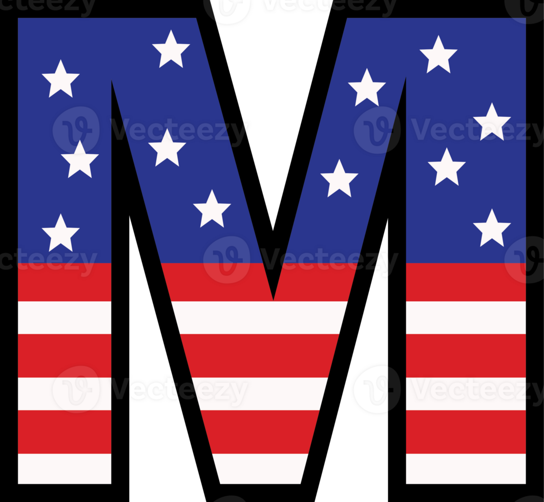 American flag alphabets and number 4th of July Indedendence day png