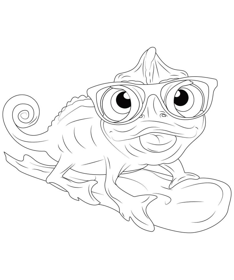 Chameleon Coloring page for kids. Chameleon coloring book page for children vector