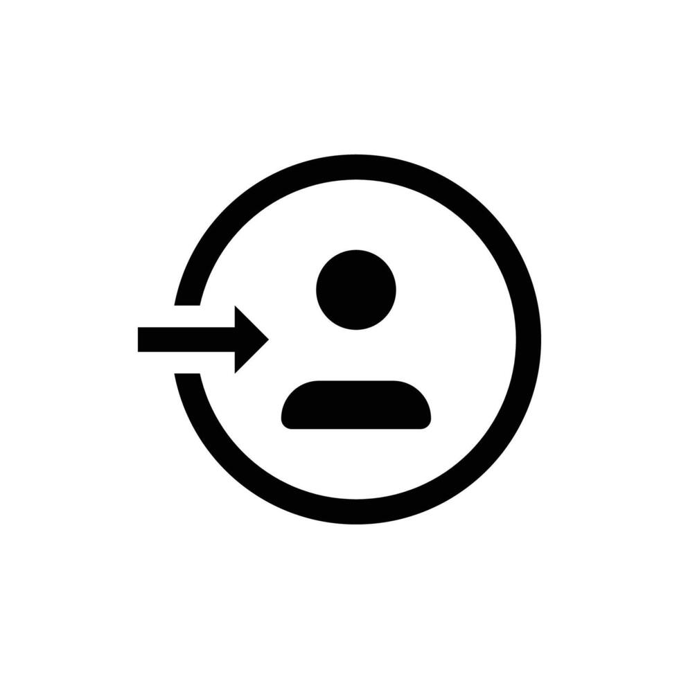 Login icon. Simple solid style. Authorize, profile log in sign, enter, user access, arrow, authentication, open account concept. Black silhouette, glyph symbol. Isolated. vector